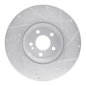 Mercedes-Benz C300 Brake Rotor (1) - Front Left - R1 Concepts - Drilled & Slotted - Silver - `15-`23